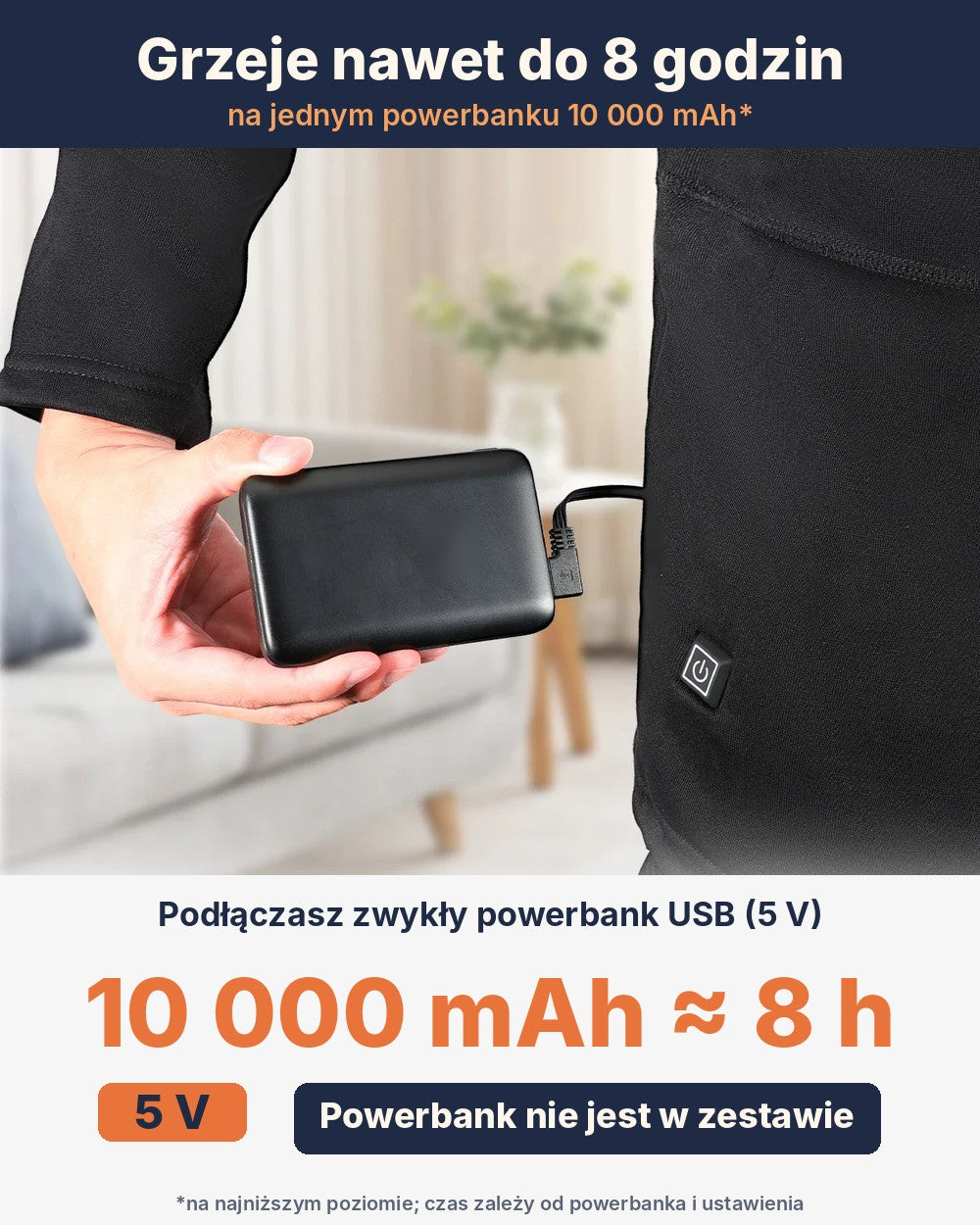 Bielizna grzewcza USB – koszulka i spodnie, które grzeją (do 28 stref)