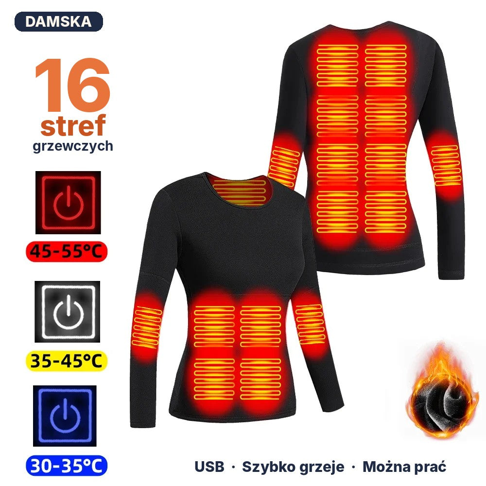 Bielizna grzewcza USB – koszulka i spodnie, które grzeją (do 28 stref)