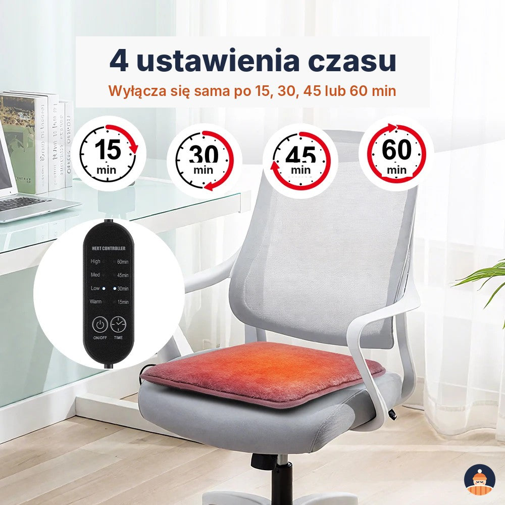 Podgrzewana nakładka na krzesło i fotel USB – 4 poziomy ciepła