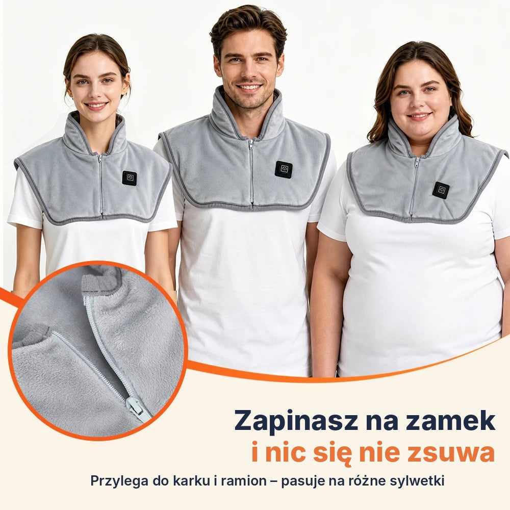 Pelerynka grzewcza na kark i ramiona – USB, 3 strefy i 3 poziomy ciepła