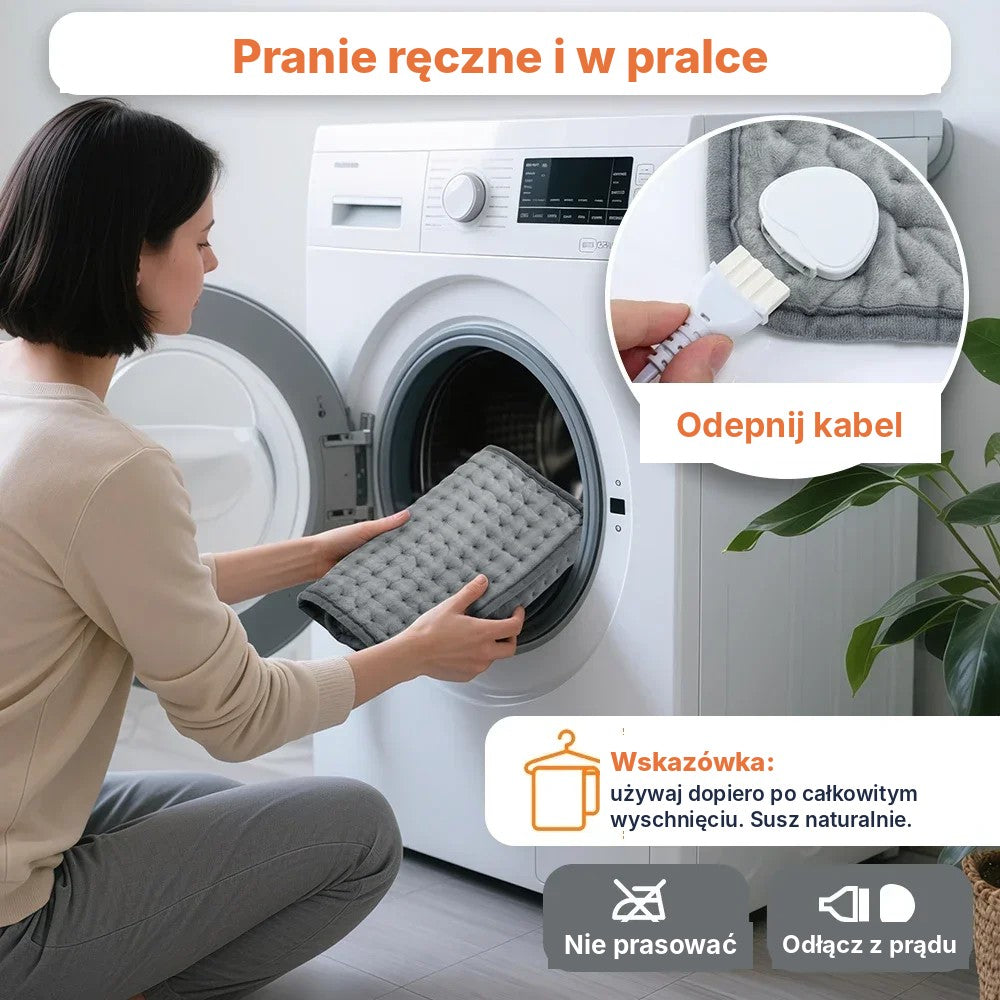 Poduszka elektryczna na plecy i kark 30×60 cm – 9 poziomów ciepła, timer